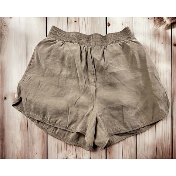 Women's H&M Pull-On Shorts Sz Small High-Waist Dark Beige Elastic Waist - Picture 1 of 6